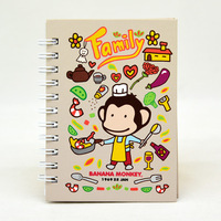 Cuaderno Espiral A4/A5/A6 con Tapa Dura de Mono Adorable, Portátil, con Líneas Horizontales, Simple, de Bolsillo, Papel Escolar, Impresión de Alta Calidad