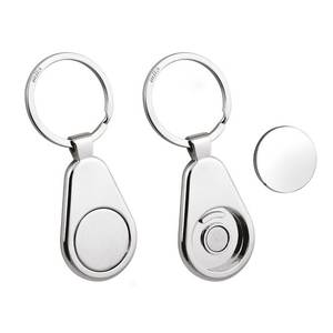 Elegante llavero con soporte para monedas de carrito de supermercado, impresión UV y offset, hecho de aleación y acero inoxidable, llavero metálico de moda. - Product Image 1