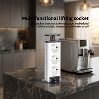Boucles Design Nouvelle Tour de prises escamotable verticale pour plan de travail de cuisine avec 3 prises CA EU IP44 pour îlot de cuisine