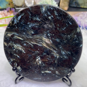 Factory Wholesale Natural Astrophyllite Firework Garnet <b>Moon</b> Palm Heart Sphere Slab Polished Carving Halloween Decoration - Product Image 4