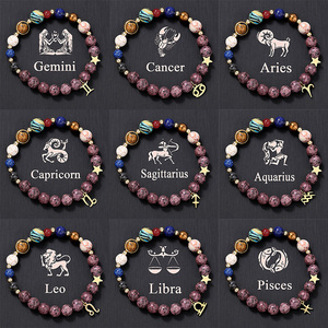 Pulsera de Piedras Naturales con Cuentas, 8 Planetas, 12 Signos del Zodiaco, Joyería para Hombre <span class=keywords><strong>y</strong></span> Mujer, Regalo de Cumpleaños, Venta al Por Mayor - Product Image 1