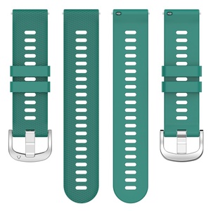 Bracelet à boucle en métal argenté de 22mm pour Garmin <span class=keywords><strong>Forerunner</strong></span> <span class=keywords><strong>255</strong></span> 265 Music Venu 2 Cross Grain Silicone Watch Band - Product Image 6