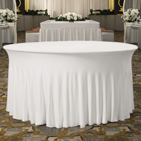 Housse de table en spandex blanc imperméable, extensible et faite sur mesure pour la décoration de mariage