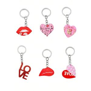 Porte-clés personnalisé en forme de cœur, en plastique acrylique rose brillant, porte-clés d'amour, cadeaux de la Saint-Valentin, porte-clés en forme de cœur rouge - Product Image 2