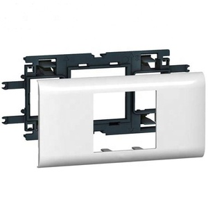 Plaque frontale <span class=keywords><strong>RJ45</strong></span> en métal de type français 195*50MM pour support <span class=keywords><strong>Legrand</strong></span>, compatible avec les connecteurs modulaires <span class=keywords><strong>RJ45</strong></span> 45*45MM/45*22.5MM, 2/4/6/8 ports - Product Image 1
