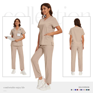 NiaaHinn Ensemble de tenues médicales unisexes en spandex à col en V pour hôpital, uniforme d'infirmière, vêtements de travail pour femmes et hommes - Product Image 6