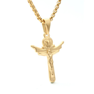 <b>Cross</b> Pendant Necklace Unisex Gold Plated Crucifix Charm Religious Jewelry Gift - Product Image 1