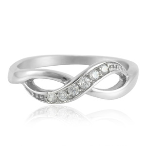 Women's Infinity <b>Diamond</b> <b>Ring</b> Steel Color Round Brilliant Cut Everyday Wear Jewelry - Product Image 1
