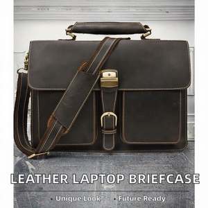 Nouvelle conception, style vintage, sacoche en cuir véritable, sac à bandoulière en cuir, sacoche d'affaires, sacoche pour ordinateur portable, sac messager - Product Image 2