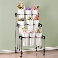 Étagère en fer multicouche Support de fleurs mobile à roulettes écologique pour intérieur/extérieur Salon Présentoirs sur pied