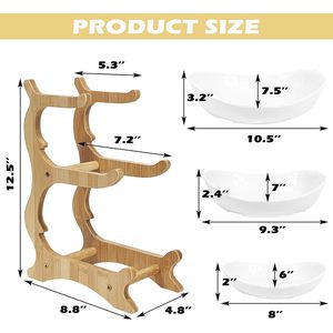 Bandeja de cerámica de 3 niveles para frutas con soporte de bambú para almacenamiento y exhibición en la encimera de la cocina - Product Image 4