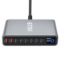 Chargeur de bureau intelligent GaN Advanced Xput 670W avec écran LCD, 8 ports (2 USB + 3 Type-C), PD3.1, Hub rapide, compatible MacBook Pro, ignifuge
