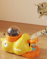 Distributeur automatique de nourriture intelligent pour chats et chiens avec petit canard jaune et 3 couvercles de compartiments
