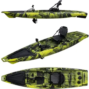 2024 New Arrival 12.5FT HDPE Pedal Drive Kayak Fishing Kayak With Paddle Holder Deck Mount
