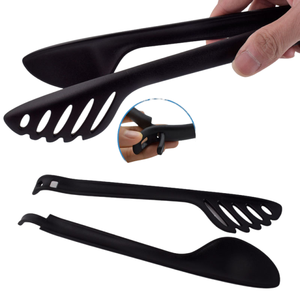 Dụng cụ nhà bếp 2 trong 1 Nylon salad thực phẩm tong Skimmer ngã ba kẹp không dính Nhựa thực phẩm tong Set cho nhà bếp mì ăn Clip - Product Image 2