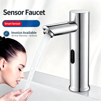 Nouveau robinet à capteur sans contact en acier inoxydable moderne, finition chromée, montage mural, robinet automatique pour lavabo, pour la maison, les salles de bain commerciales