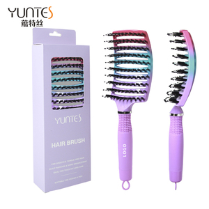<span class=keywords><strong>Brosse</strong></span> à <span class=keywords><strong>cheveux</strong></span> démêlante incurvée et ventilée en poils <span class=keywords><strong>de</strong></span> <span class=keywords><strong>sanglier</strong></span>, personnalisable avec logo, pour usage domestique - Product Image 1