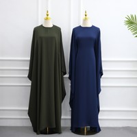 Robe d'été unie grande taille à manches amples en polyester, ajustée à la taille, pour femme musulmane arabe