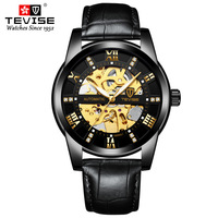 Montre mécanique automatique TEVISE pour homme, montre squelette, aiguilles lumineuses, montre de mode pour affaires, bracelet en acier inoxydable