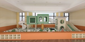 Structure de jeu intérieure moderne et minimaliste jaune et blanche avec maisonnette <span class=keywords><strong>lapin</strong></span>, escaliers et toboggan en spirale pour <span class=keywords><strong>garderie</strong></span> - Product Image 4