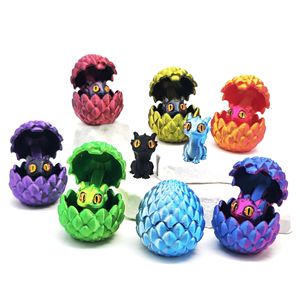 Set de Huevo de Dragón y Bebé Dragón Impresos en 3D Multicolor con Tapa Abatible - Figura de Modelo Creativa y Divertida - Product Image 2