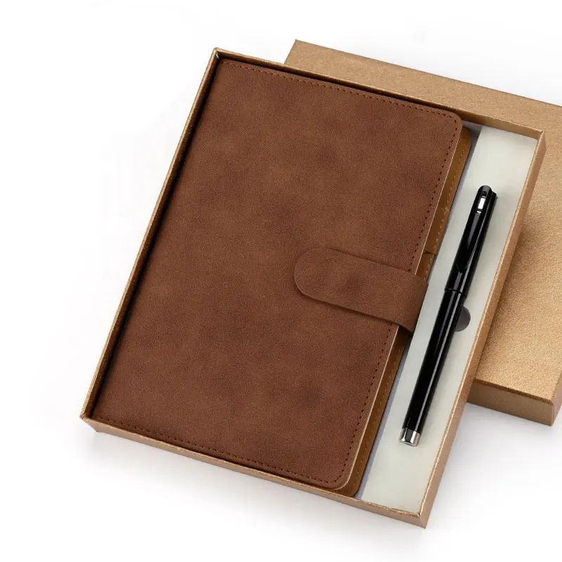 Ecofriendly קידום מכירות עסקים לכתוב בצורה חלקה הרגיש מותאם אישית עיצוב refillable מחברת ומתכת עט מתנת סט עם תיבת לוגו