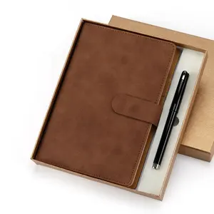 Caderno ecológico promocional, negócios, escrita, suave, design personalizado, recarregável, caneta de metal, conjunto de presente com caixa de logotipo