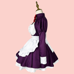 Masked Maid Cosplay Costume Purple White Ruffle Dress With Mask Garter Stockings Anime Role Play Halloween Outfit - Product Image 4