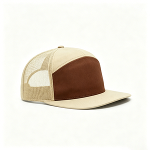 Wholesale Custom 7 Panel Hip Hop Two Tone Front Mesh Back <b>Flat</b> Brim Snapback Cap Unisex Outdoor Adjustable Canvas <b>Hats</b> - Product Image 5