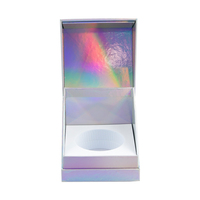 Caja de Regalo Personalizada para Cosméticos de Lujo, Papel Holográfico Láser, Cartón Rígido, Embalaje de Perfume Tipo Concha, Crema Facial con Relieve