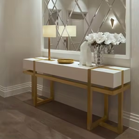 Table console d'angle de luxe en acier inoxydable pour hall d'hôtel, salon, avec miroir, design artistique métallique
