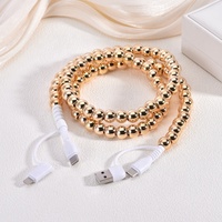 Perles CCB Métalliques Or Rose Argent, à Trou Droit, Électroplaquées, Charge Rapide Type-C, Compatibles Appareil Photo, Accessoires Téléphone