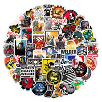 50 vente chaude variété Graffiti Carton électricien casque autocollants étanche travailleurs soudage avertissement casque drôle autocollants