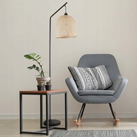 Lampe sur pied en rotin bohème, douille E27, abat-jour en bambou naturel tissé, lampe sur pied pour salon, chambre à coucher