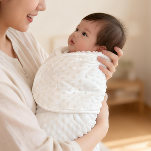 <span class=keywords><strong>Couverture</strong></span> de couchage pour bébé à double couche, chaude, en polaire à pois, extérieur en polaire <span class=keywords><strong>d</strong></span>'agneau, intérieur doux pour la peau, pour le sommeil nocturne des nouveau-nés - Product Image 2