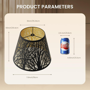 Abat-jour en métal noir de style industriel, motif arbre découpé au laser, taille moyenne, accessoire décoratif pour lampe de table - Product Image 2