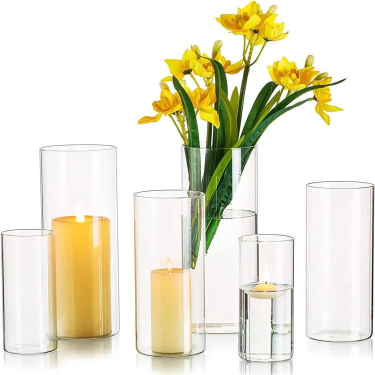 Nordic chiaro portacandele fiori cilindrici vasi di vetro per il matrimonio