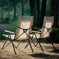 Chaises de camping HISPEED, chaises pliantes portables en aluminium, chaise de jardin à 4 positions, chaises à dossier haut noires, respirantes, Kamp Masas
