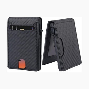 ที่ใส่บัตรเครดิต Boshiho แบบกำหนดโลโก้เอง ป้องกัน RFID ดีไซน์บางเฉียบ วินเทจ หนังลายดาว พร้อมคลิปหนีบอะลูมิเนียมแบบสั้น ดีดบัตรอัตโนมัติ - Product Image 6