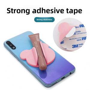 Universal Silicone <b>Bear</b> Lip Balm Holder Stick-on Phone Case Pocket Portable Lipstick Clip Cell Phone Stand Organizer - Product Image 5