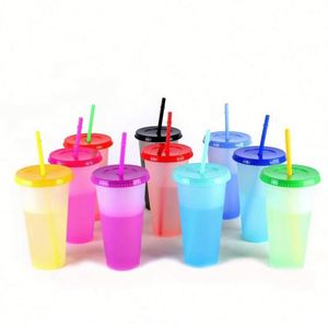 Taza Mágica de Plástico de 16 Oz con Logotipo Personalizado, Taza con Pajita de PP, Apta para Agua Hirviendo, Vaso que Cambia de Color - Product Image 1