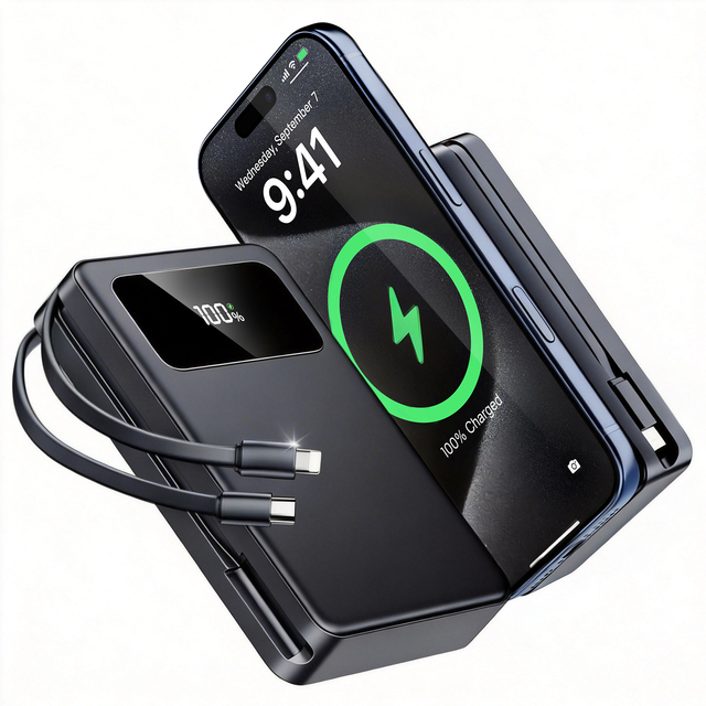 High Capacity Portable Power Bank 20W Li-Polymer Battery Wireless Charging Type C for Phone and Laptop