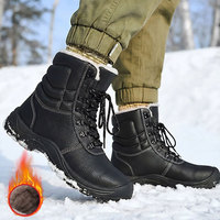 Bottes de travail résistantes au froid d'hiver avec doublure en polaire épaisse, tige en microfibre, chaussures de sécurité résistantes à la chaleur pour les chantiers de construction et l'exploitation minière