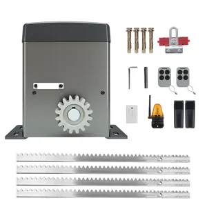 Abridor de motor de puerta de conducción de estante automático de 300kg DC 110V 220V operadores de puerta corredera remoto con tablero de control para puerta de 300kg