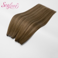 Extensiones de Cabello Humano Remy Virgen Teñido de Alta Calidad para Salón Profesional, Trama Doble Genius
