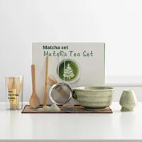 Ensemble de bols à matcha en céramique Dehua japonaise traditionnelle, fouet à thé, support pour livre de recettes, brosse à matcha, emballage en boîte colorée, thé de fêtes