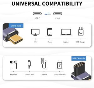 ZOGUO 240W USB C adaptador 180 grados en forma de U 40Gbps USB C extensor conector Thunderbolt 4/3 soporte 8K Pantalla de Audio y vídeo - Product Image 6