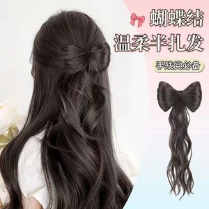 Half Up Ponytail With Bow Hair <b>Tie</b> Natural Look Fuller Hair Sweet Elegant Miss Style - Product Image 3