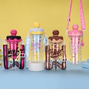 Nouveaux produits 2025 mignon enfants bouteille d'eau en plastique avec sangle gobelet de crème glacée avec paille thé <span class=keywords><strong>infuseur</strong></span> <span class=keywords><strong>tasse</strong></span> d'eau <span class=keywords><strong>pour</strong></span> l'école Kawaii - Product Image 6