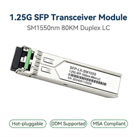 Transceiver optique SFP 1,25 G 80 km 1550 nm SMF Duplex LC Hot Swap Module SFP standard MSA Prise en charge DDM pour Ethernet Gigabit